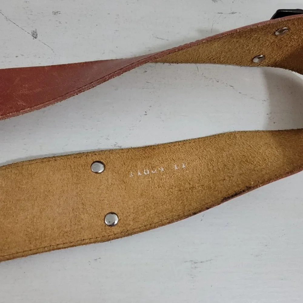 Studded Belt Womens Medium Brown Leather Sepia Tan Western Boho Embellished - Picture 9 of 10